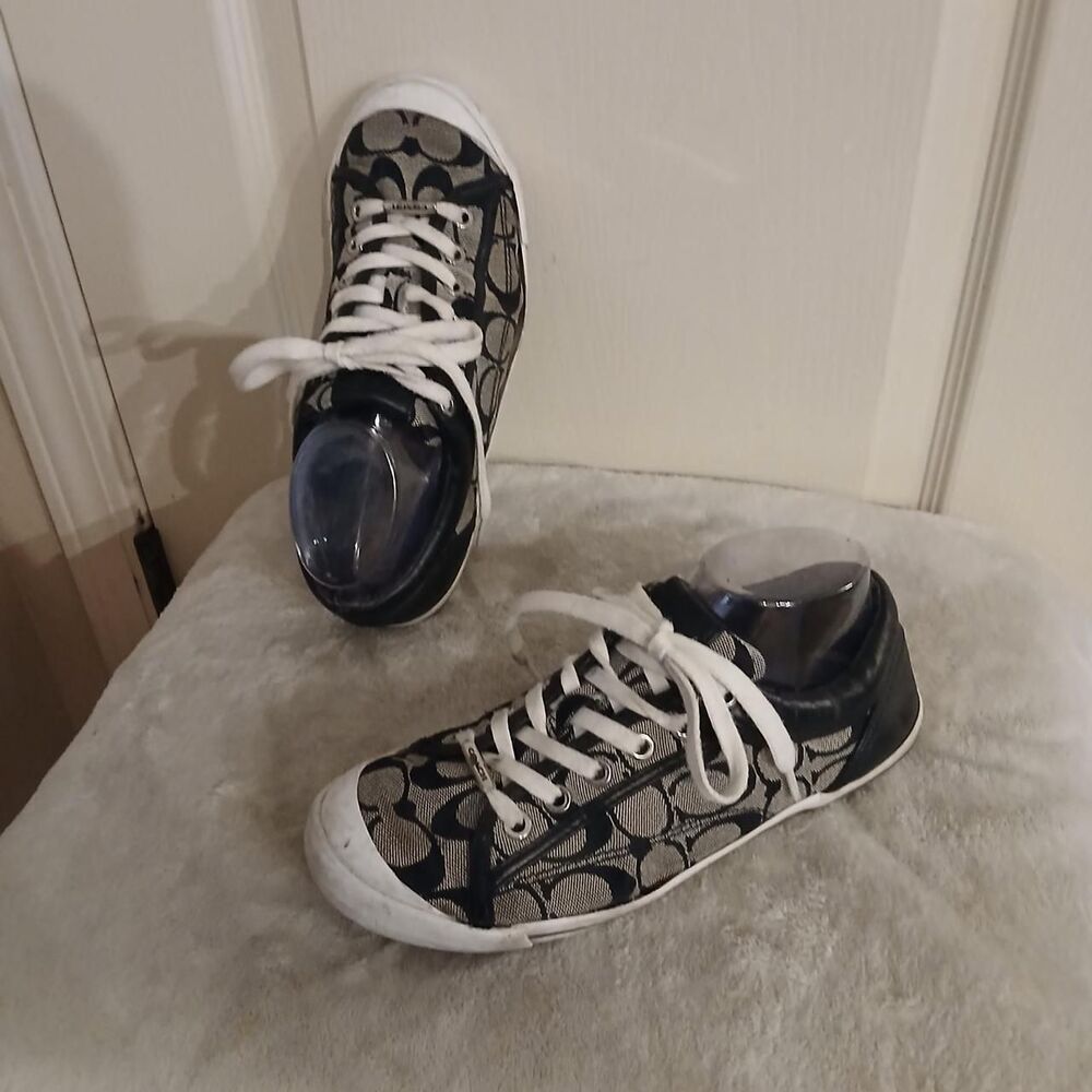 Y2K Vintage Coach Francesca black/white signature monogram canvas sneaker 8